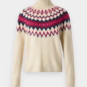 GAP Cream Sweater with Pink and Navy Pattern